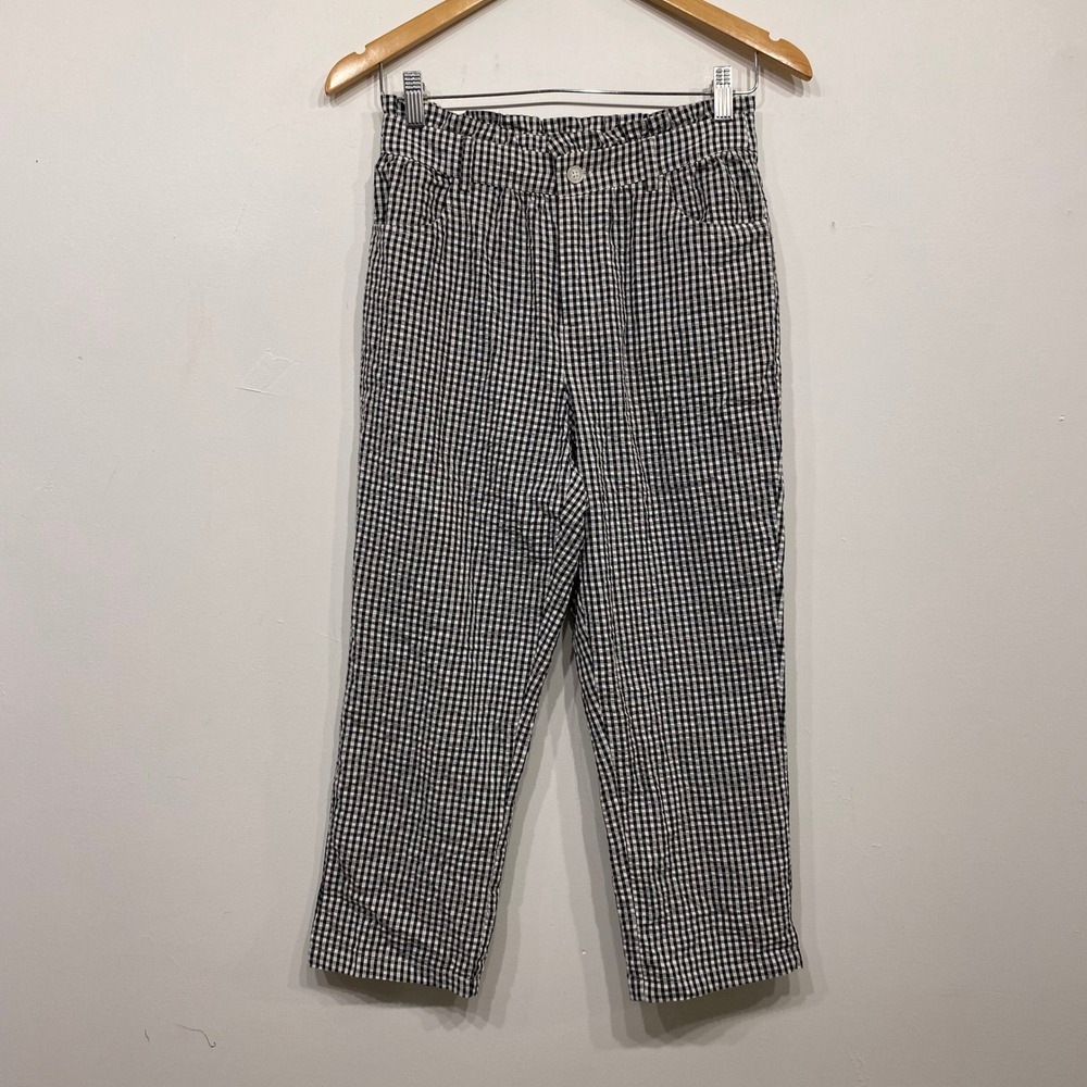 Sincerely Jules Gingham Checkered Capri Pants Black White Paperbag Waist Small